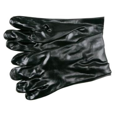 PVC Coated Work Gloves Single Dipped with Smooth Black PVC Soft Interlock Lining 10 Inch Length