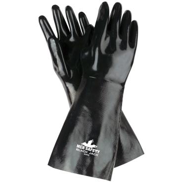 Black JackÂ® Series Black Neoprene Coated Work Gloves Multi-Dipped Smooth Neoprene 18 Inch Length Fully Coated Brushed Interlock Lining